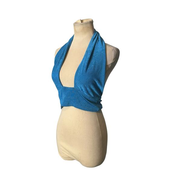 Dealmore blue halter crop top size Medium - Picture 14 of 16
